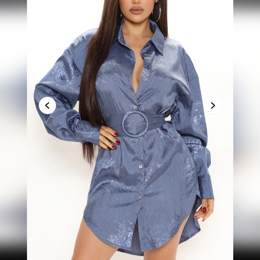 Blue Belted Women's Dress